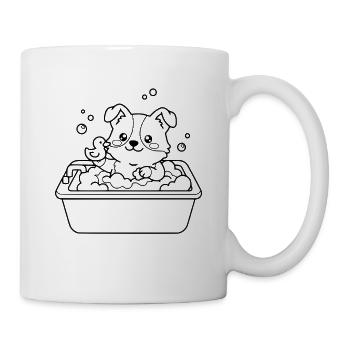 Niedliche Corgi-Hundebadzeit Schaumbad-Linienkunst - Tasse - Weiß - Rechts