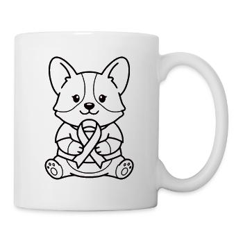 Süßes Corgi-Band Brustkrebs-Bewusstseins-Hundegeschenk - Tasse - Weiß - Rechts