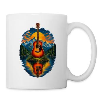 Acoustic Guitar Sunset By The Lake - Tasse - Weiß - Rechts