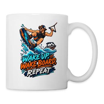 Wake Up Wakeboard Repeat Motiv - Tasse - Weiß - Rechts