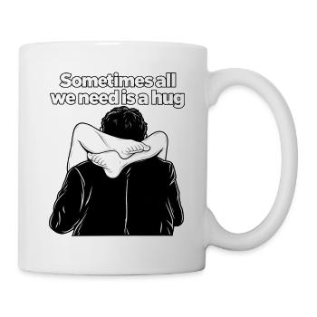 Umarmung in Schwarzweiß Illustration - Tasse - Weiß - Rechts
