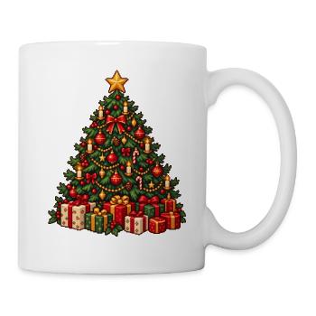 Weihnachtsbaum voller Lichter & Geschenke - Tasse - Weiß - Rechts
