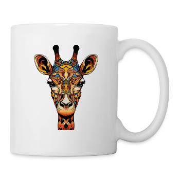 Giraffe Kopf Bunte Ornamente - Tasse - Weiß - Rechts