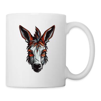 Esel Kopf Bunt Illustration - Tasse - Weiß - Rechts