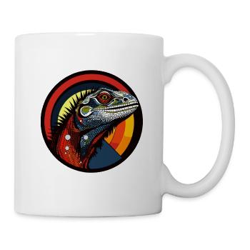 Leguan Kopf Retro Sonnenuntergang - Tasse - Weiß - Rechts