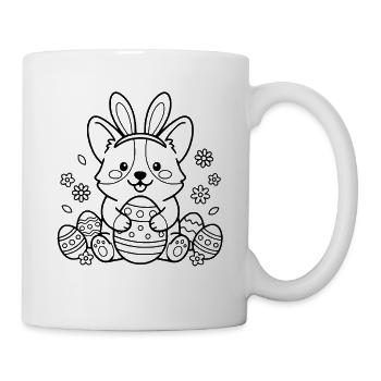 Niedlicher Corgi mit Kaninchenohren Easter Egg-Übersicht - Tasse - Weiß - Rechts