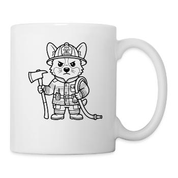 Süßes Corgi-Feuerwehr-Geschenk für Hundeliebhaber - Tasse - Weiß - Rechts