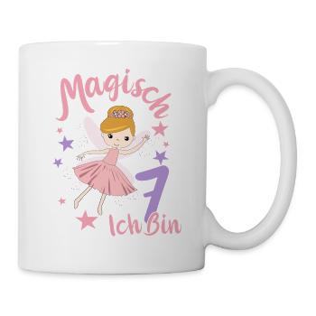 7. Geburtstag Fee 7 Jahre Mädchen Geburtstagsmotiv - Tasse - Weiß - Rechts