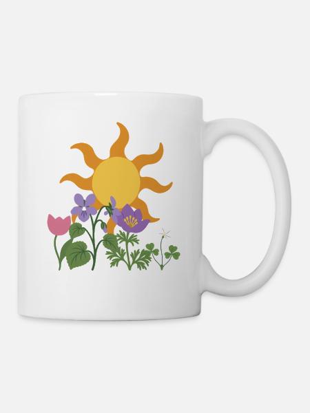 Veilchen · Sonne · Geschenkidee · Blüten - Tasse - Weiß