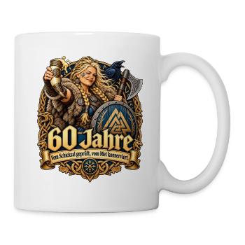 60.Geburtstag Schildmaid - Tasse - Weiß - Rechts