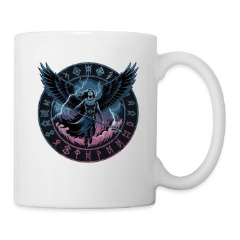 Nordische Walküre Mit Runen Und Schwarzen Flügeln - Tasse - Weiß - Rechts