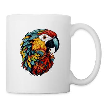 Papagei Ara Kopf Bunt - Tasse - Weiß - Rechts