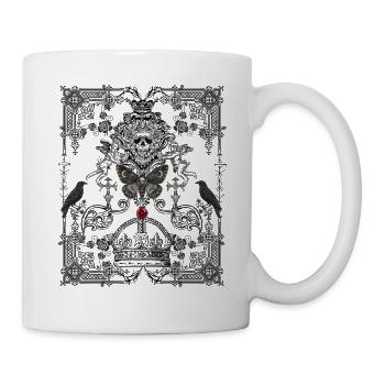 Gotisch Kronen Schädel Nachtfalter - Tasse - Weiß - Rechts
