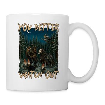 Du solltest besser aufpassen, Yule-Katzen-Krampus-Folklore - Tasse - Weiß - Rechts