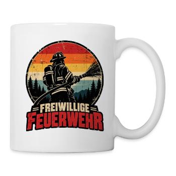 Freiwillige Feuerwehr Retro Feuerwehrmann - Tasse - Weiß - Rechts