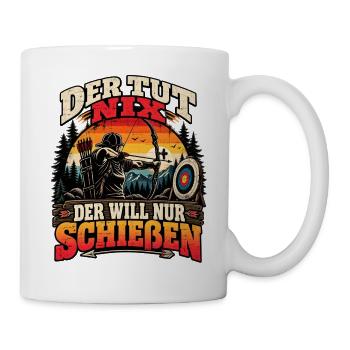 Bogenschießen Der tut nix der will nur schießen - Tasse - Weiß - Rechts
