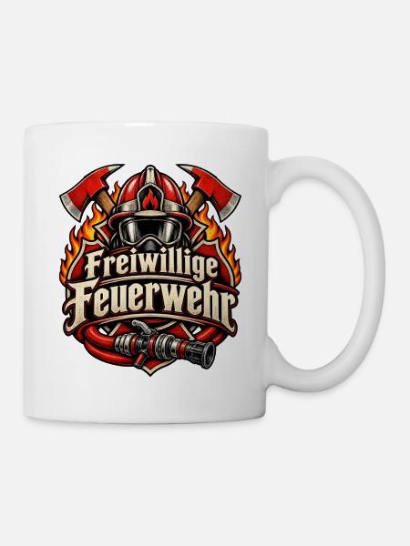 Freiwillige Feuerwehr Helm Äxte & Schlauch - Tasse - Weiß