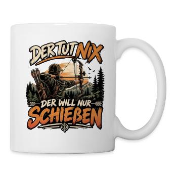 Bogenschießen Der tut nix der will nur schießen - Tasse - Weiß - Rechts