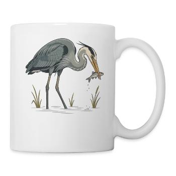 Blaureiher beim Fischfang - Tasse - Weiß - Rechts