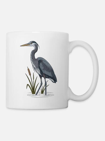 Blaureiher Sumpf Rohrkolben - Tasse - Weiß