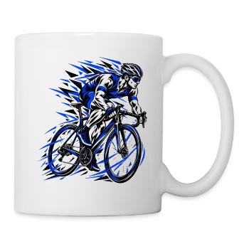 Blauer Sprint Radfahrer Grafik - Tasse - Weiß - Rechts