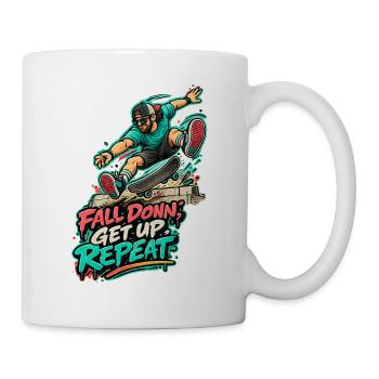 Fall Down? Get Up, Repeat – Skate - Tasse - Weiß - Rechts
