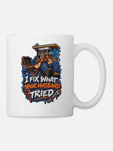 Ich reparier, was dein Mann versuchte - Tasse - Weiß