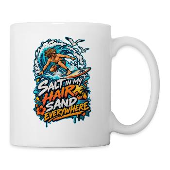 Salz im Haar, Sand überall - Tasse - Weiß - Rechts