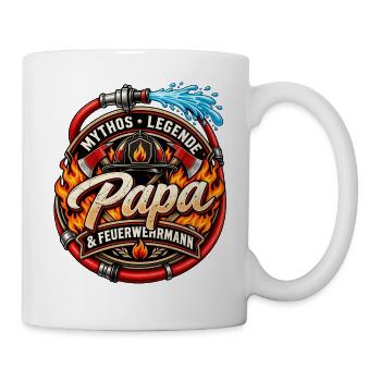 Feuerwehrmann Papa Vatertag Bester Vater  - Tasse - Weiß - Rechts