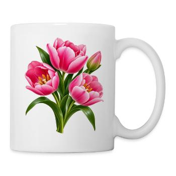 Pink Tulip Burst botanische Blüten - Tasse - Weiß - Rechts