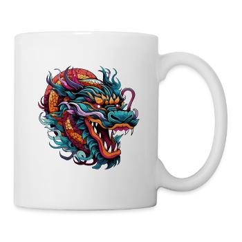 Farbenfroher Drachenkopf Neonstil - Tasse - Weiß - Rechts