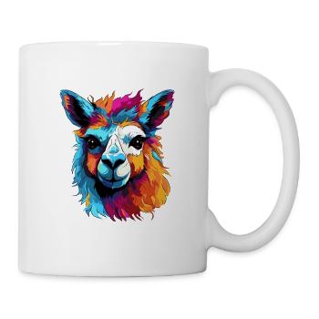 Bunter Llama Popart Muster - Tasse - Weiß - Rechts