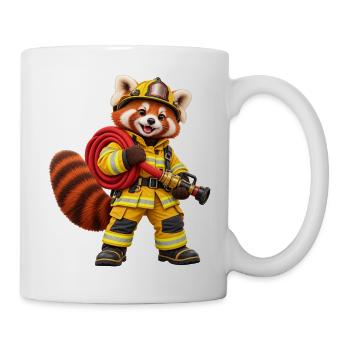 Feuerwehrmann Roter Panda mit Schlauch - Tasse - Weiß - Rechts