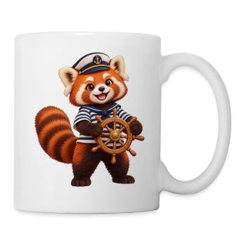 Sailor Red Panda mit Schiffsrad - Tasse - Weiß - Rechts