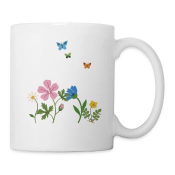 Blumen · Schmetterling · Geschenkidee · Kornblume - Tasse - Weiß - Rechts
