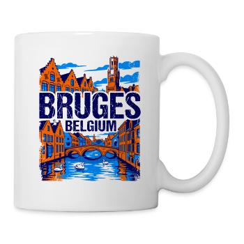 Bruges Belgium Historic Canal Cityscape Aug - Tasse - Weiß - Rechts