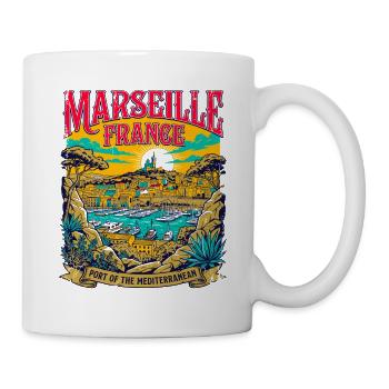 Marseille France Port Of The Mediterranean Vintage - Tasse - Weiß - Rechts