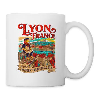 Vintage Lyon France Historic Traboules And Silk - Tasse - Weiß - Rechts