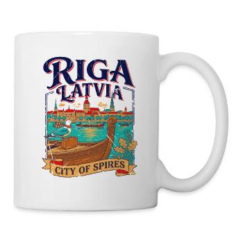 Vintage Riga Latvia City Of Spires - Tasse - Weiß - Rechts