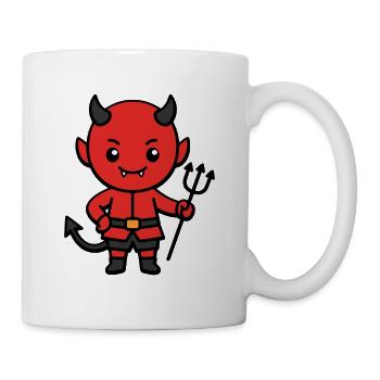 Niedliche Teufels-Mistgabel Halloween-Kostüm Kawaii - Tasse - Weiß - Rechts