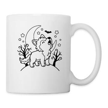 Niedlicher Wolf heult Halloween-Gliederung gruselige Kinder - Tasse - Weiß - Rechts