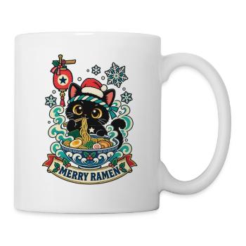 Kawaii-Katze Ramen Weihnachten - Tasse - Weiß - Rechts
