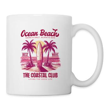 Ocean Beach Surfen Sommer Strand Retro Vintage - Tasse - Weiß - Rechts