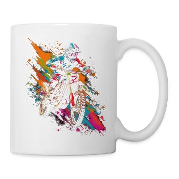 Dirt Bike farbiges Motocross Motorrad Jungen - Tasse - Weiß - Rechts