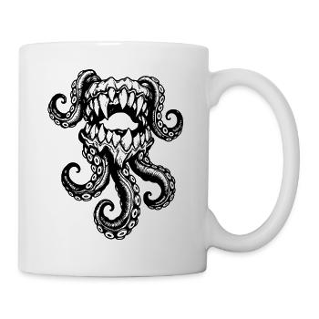 Tentakelmonster-Maul – Dunkles Meereswesen - Tasse - Weiß - Rechts