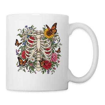 Brustkorb-Blütenskelett - Tasse - Weiß - Rechts
