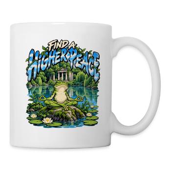 Find a Higher Peace – Meditativer Frosch - Tasse - Weiß - Rechts