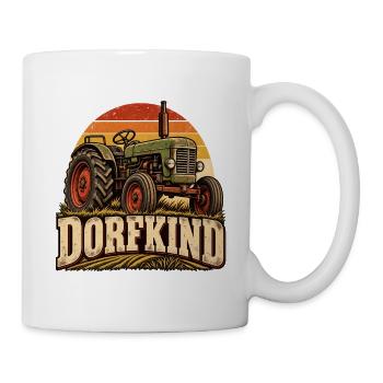 Dorfkind Traktor – Retro Landwirtschaft - Tasse - Weiß - Rechts