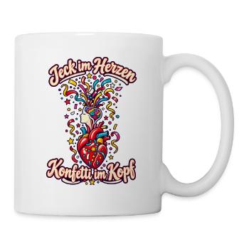 Karneval Jeck Karnevalsfan Konfetti im Kopf - Tasse - Weiß - Rechts