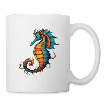 Bunter Seepferdchen-Wirbel - Tasse - Weiß - Rechts